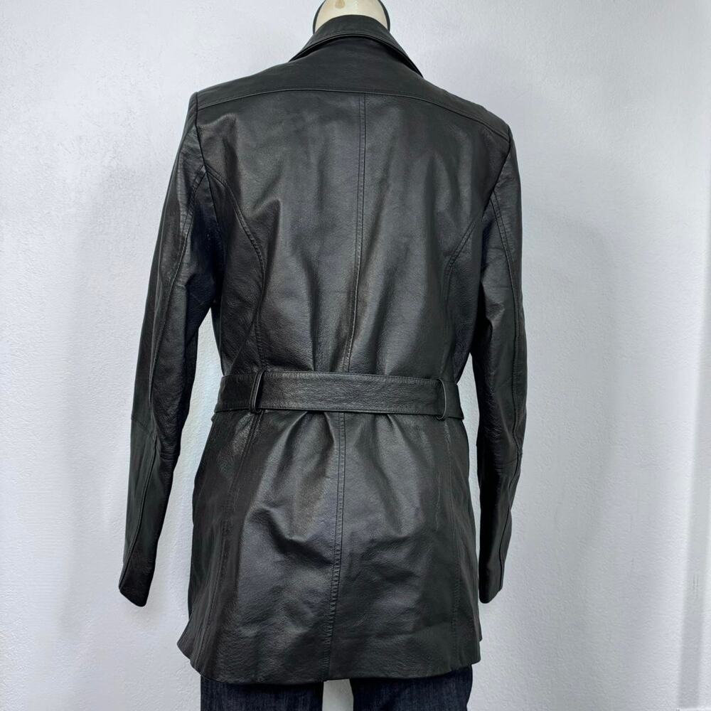 Leather Jacket Belt Black Longline Size Medium - Picture 3 of 7